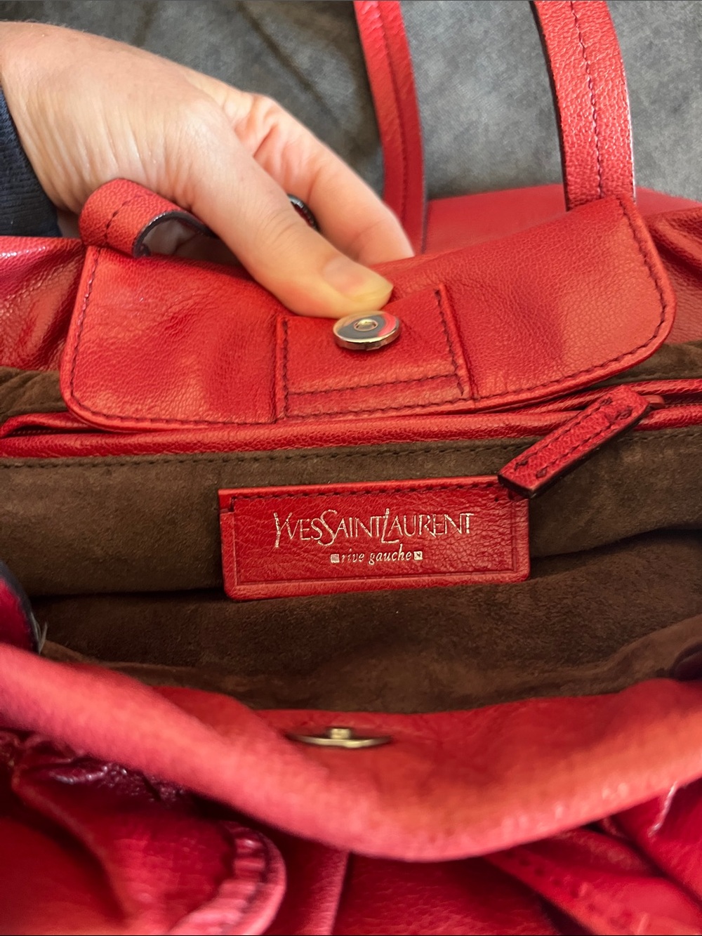 Yves Saint Laurent Rive Gauche Nadja Leather Tote Bag, Red - Picture 4 of 7